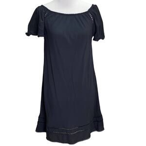 Naked Princess Peasant Rayon Black Eyelet Dress SM